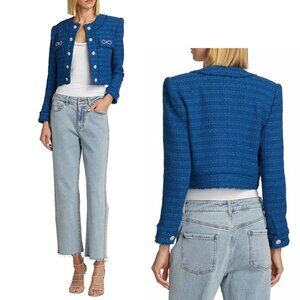 $415 Generation Love Royal Blue Zio Tweed Open Blazer Cropped Jacket size 2
